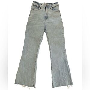 Abercrombie & Fitch Light Blue Frayed Hem Ultra High Rise Flare Jeans - Size 4L